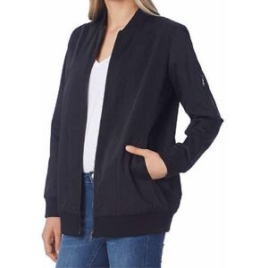Bernardo Relaxed Fit Ribbed Collar & Cuffs Women's Black Bomber Jacket XL
